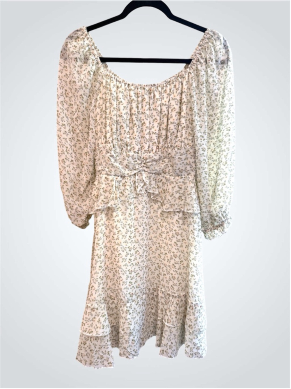 Umgee Chiffon Floral Print Tiered Mini Dress Size S